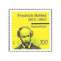 1 عدد  تمبر دویستمین سالگرد تولد فردریش هبل- شاعر و دراماتیست - آلمان 2013