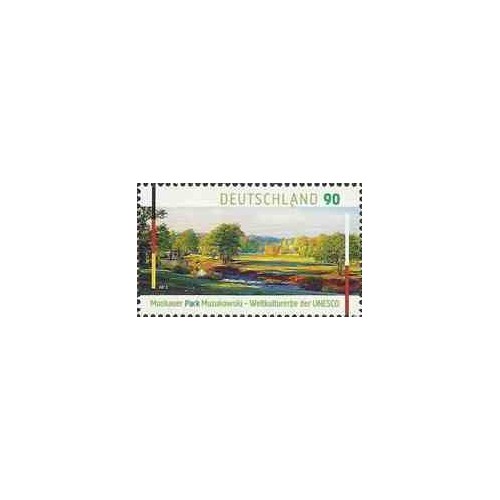 1 عدد  تمبر میراث جهانی یونسکو - پارک موسکوئر - تمبر مشترک با لهستان  - آلمان 2012