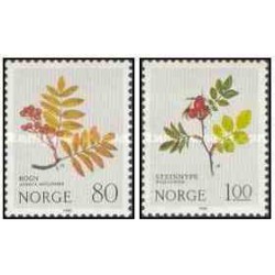 2 عدد  تمبر گلها و گیاهان  - نروژ 1980