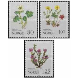 3 عدد  تمبر گل های کوهستانی  - نروژ 1979