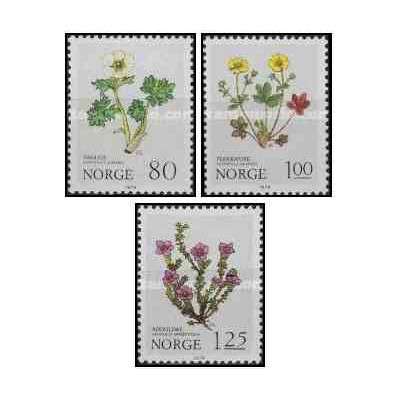 3 عدد  تمبر گل های کوهستانی  - نروژ 1979