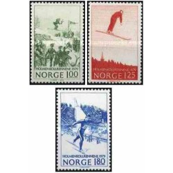 3 عدد  تمبر صدمین سالگرد مسابقه هولمنکولن  - نروژ 1979