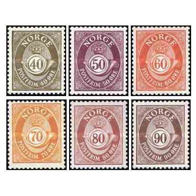 6 عدد  تمبر سری پستی - شاخ پستی - ارزش های جدید  - نروژ 1978