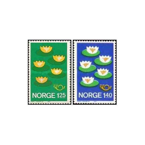 2 عدد  تمبر نسخه شمالی - بیست و پنجمین جلسه شورای شمال اروپا  - نروژ 1977