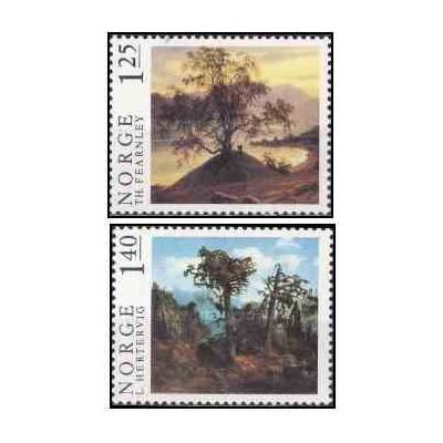 2 عدد  تمبر نقاشی های نروژی  - نروژ 1976