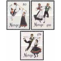 3 عدد  تمبر رقص محلی نروژی  - نروژ 1976