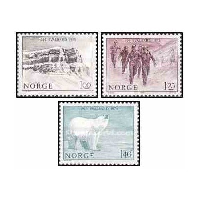 3 عدد  تمبر پنجاهمین سالگرد تصاحب اسوالبارد توسط نروژ - نروژ 1975