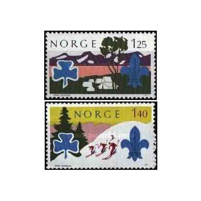 2 عدد  تمبر تبلیغ برای پیشاهنگان - نروژ 1975