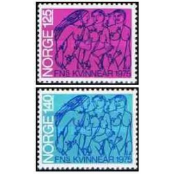 2 عدد  تمبر سال بین المللی زنان سازمان ملل متحد - نروژ 1975
