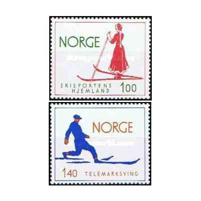 2 عدد  تمبر اسکی - نروژ 1975