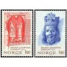 2 عدد  تمبر هفتصدمین سالگرد قانون ملی مگنوس لاگابوته - نروژ 1974