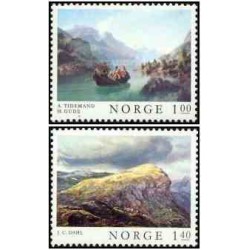 2 عدد  تمبر نقاشی های نروژی - نروژ 1974