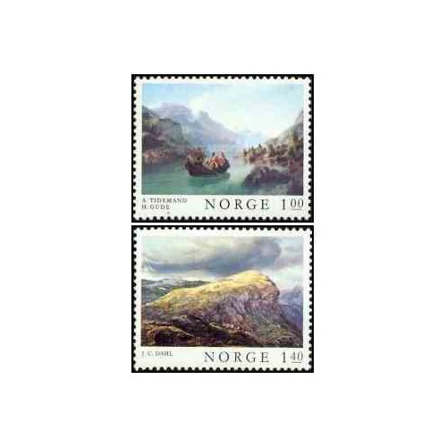 2 عدد  تمبر نقاشی های نروژی - نروژ 1974