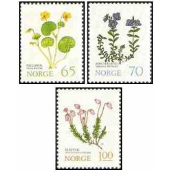 3 عدد  تمبر سری پستی - گل های کوهستانی - نروژ 1973