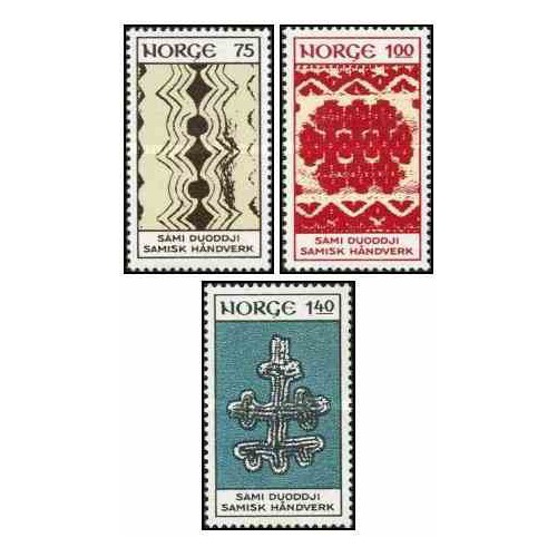 3 عدد  تمبر هنر تزئینی سامیان - نروژ 1973