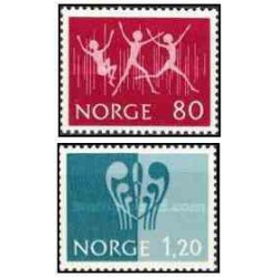 2 عدد  تمبر جوانان و آزادی - نروژ 1972