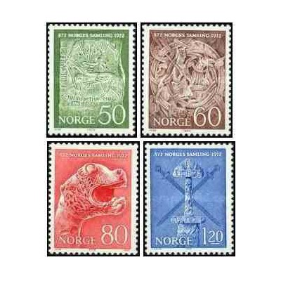 4 عدد  تمبر هزار و صدمین سالگرد اتحاد نروژ - نروژ 1972 قیمت 3.85 دلار
