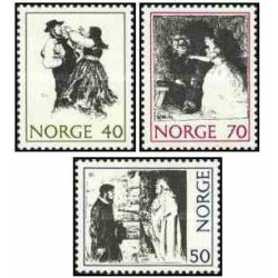 3 عدد  تمبر افسانه های نروژی - نروژ 1971