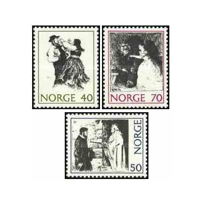 3 عدد  تمبر افسانه های نروژی - نروژ 1971