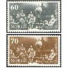 2 عدد  تمبر دویستمین سالگرد تولد هانس نیلسن هاگ - رهبر معنوی - نروژ 1971