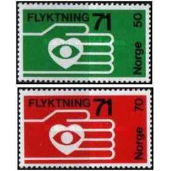 2 عدد  تمبر پناهندگان 71 - نروژ 1971
