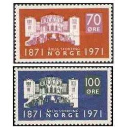 2 عدد  تمبر صدمین سالگرد جلسات سالانه استورتینگ - نروژ 1971