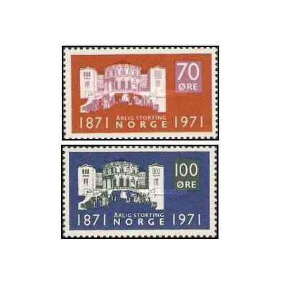 2 عدد  تمبر صدمین سالگرد جلسات سالانه استورتینگ - نروژ 1971