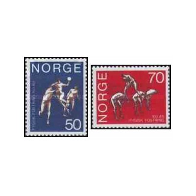 2 عدد  تمبر صدمین سالگرد کالج دو و میدانی نروژ - نروژ 1970
