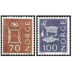 3 عدد  تمبر سری پستی - رقم های جدید - نروژ 1970