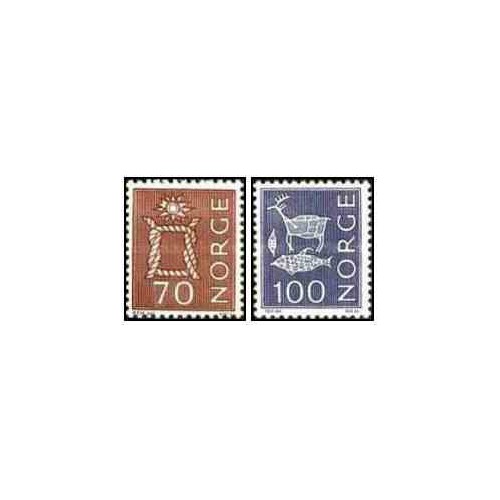 3 عدد  تمبر سری پستی - رقم های جدید - نروژ 1970