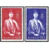 2 عدد  تمبر صدمین سالگرد تولد ملکه ماود - نروژ 1969