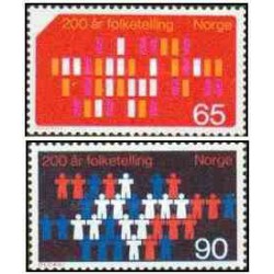 2 عدد  تمبر دویستمین سالگرد اولین سرشماری - نروژ 1969
