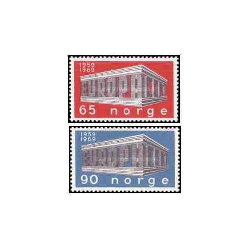 2 عدد  تمبر مشترک اروپا - Europa Cept - نروژ 1969