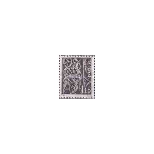 1 عدد  تمبر سری پستی - طراحی جدید - جزئیات از درگاه شمالی کلیسای چوبی Urne - نروژ 1969