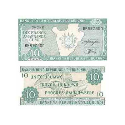 اسکناس 10 فرانک - بروندی 1997