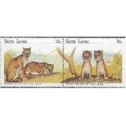 2 عدد تمبر گربه وحشی - سیرالئون 1981