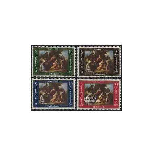 4 عدد تمبر تابلو کریستمس - سنت لوئیس 1972 