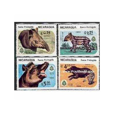 4عدد تمبر حیوانات در معرض خطر - نیکاراگوئه 1984 