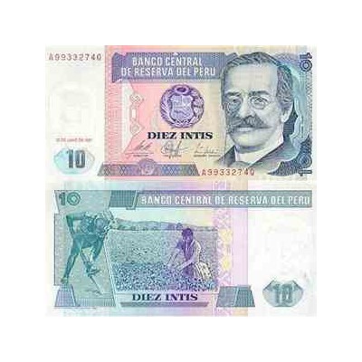 اسکناس 10 اینتیس - پرو 1987 