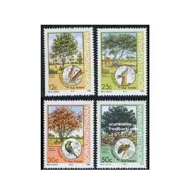 4 عدد تمبر درختان و حیوانات - بوتسوانا - آفریقای جنوبی  1985