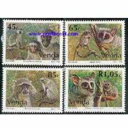  4 عدد تمبر میمونها - وندا - آفریقای جنوبی 1994