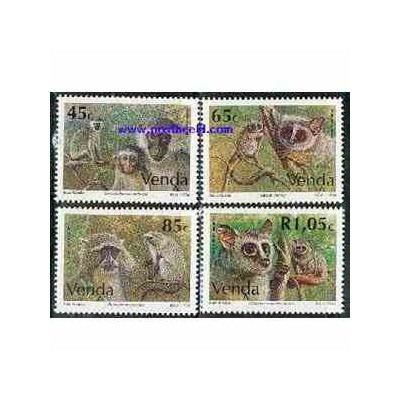  4 عدد تمبر میمونها - وندا - آفریقای جنوبی 1994