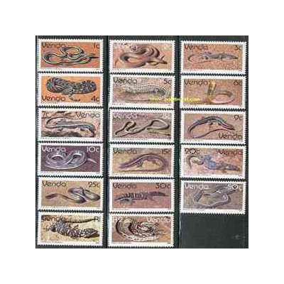  17 عدد تمبر سری پستی خزندگان - وندا - آفریقای جنوبی 1986