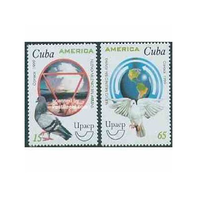 2 عدد تمبر کبوتر - کوبا 1999 