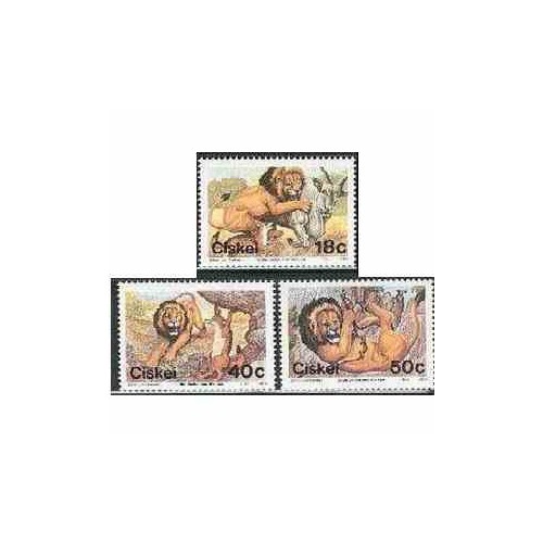  3 عدد تمبر شیر دانا  - سیسکی آفریقای جنوبی 1989 