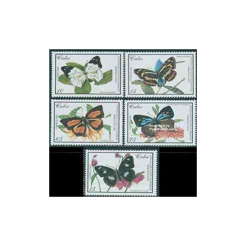 5 عدد تمبر پروانه های بانکوک - کوبا 2000 