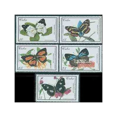 5 عدد تمبر پروانه های بانکوک - کوبا 2000 