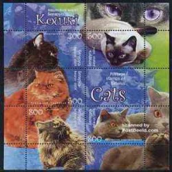 مینی شیت گربه ها - 3 عدد از تمبرها گربه ایرانی - بلاروس 2004