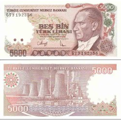 اسکناس 5000 لیر - ترکیه 1990