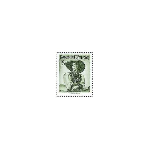 1 عدد تمبر سری پستی لباس های ملی - 1S - اتریش 1951